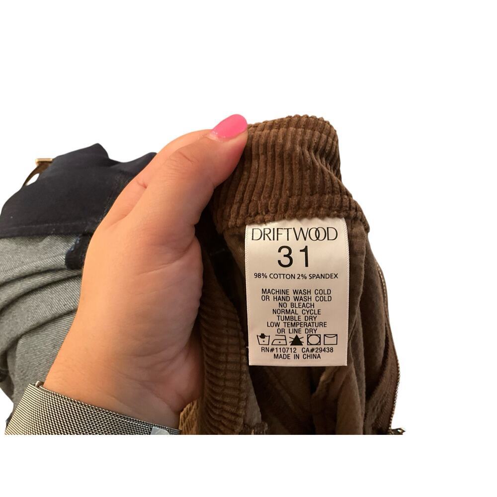 Driftwood Corduroy Jeans Embroidered Flower high Rise Brown Womens Size 31 NWT - Picture 3 of 4